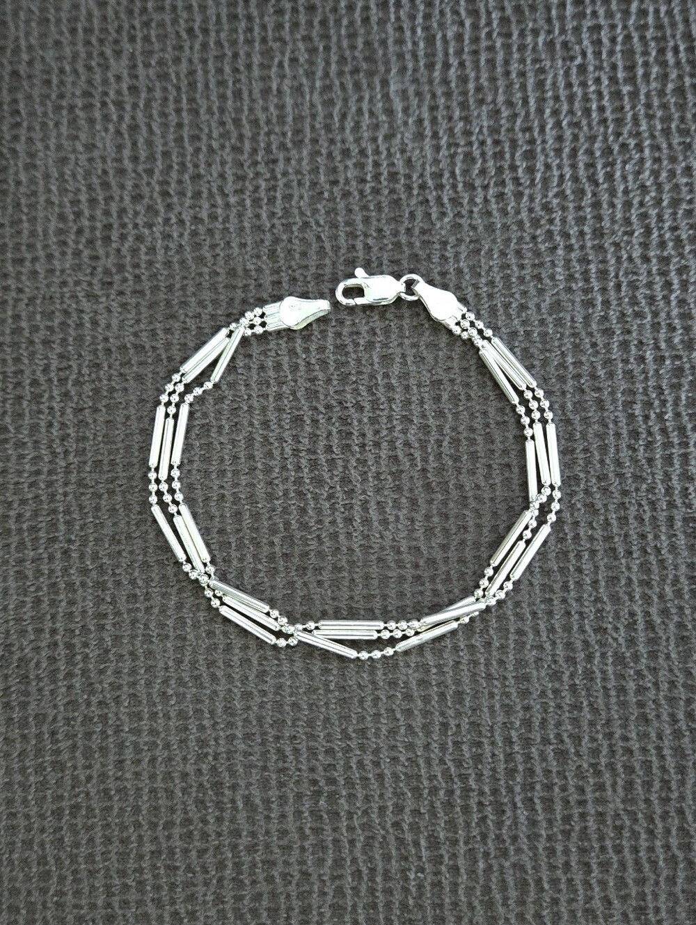 Silver🤍 Bar-Bead Triple3️⃣ Strand Bracelet - NWOT